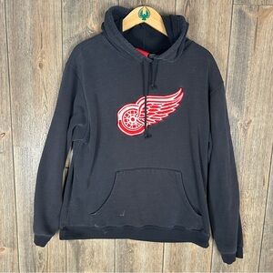 NHL Detroit Red Wings Vintage Y2K Embroidered Hoodie Size Large Black